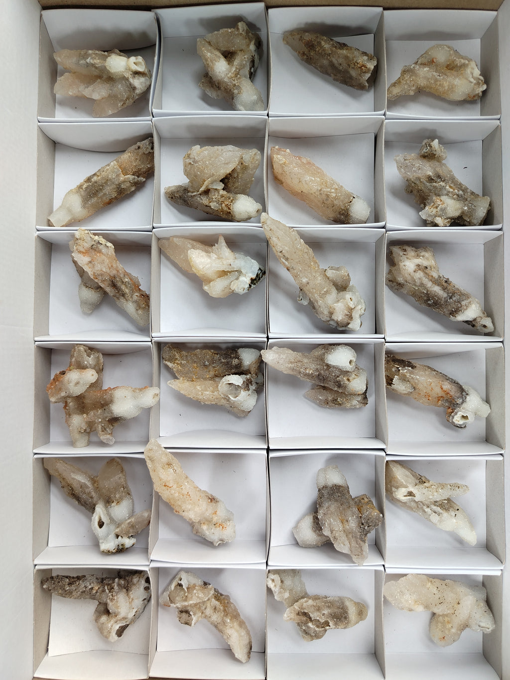 Natural Drusy Quartz Coated Calcite Pseudomorph Specimens x 24 From Alberts Mountain, Lesotho - Toprock Gemstones and Minerals 