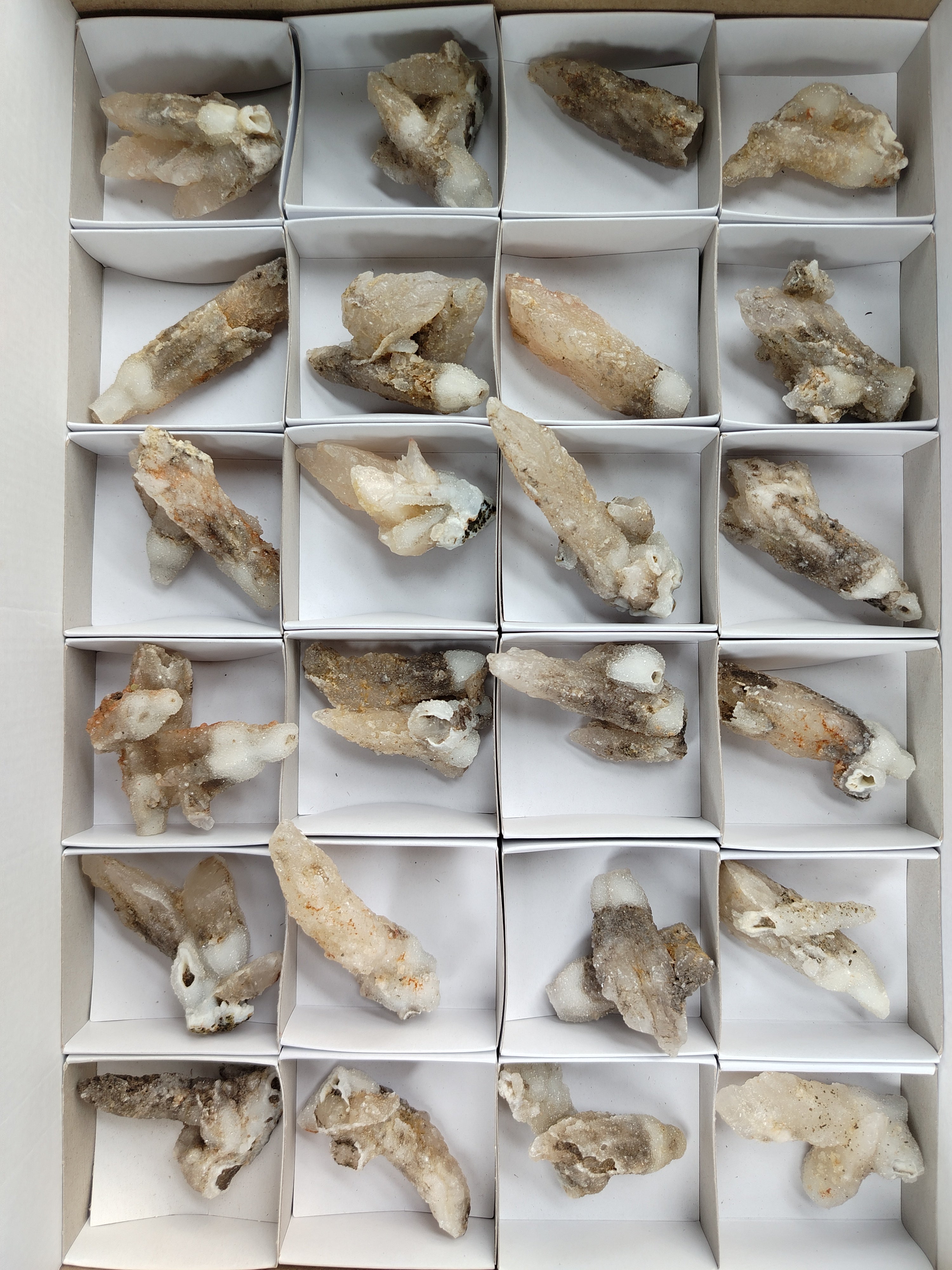 Natural Drusy Quartz Coated Calcite Pseudomorph Specimens x 24 From Alberts Mountain, Lesotho - Toprock Gemstones and Minerals 