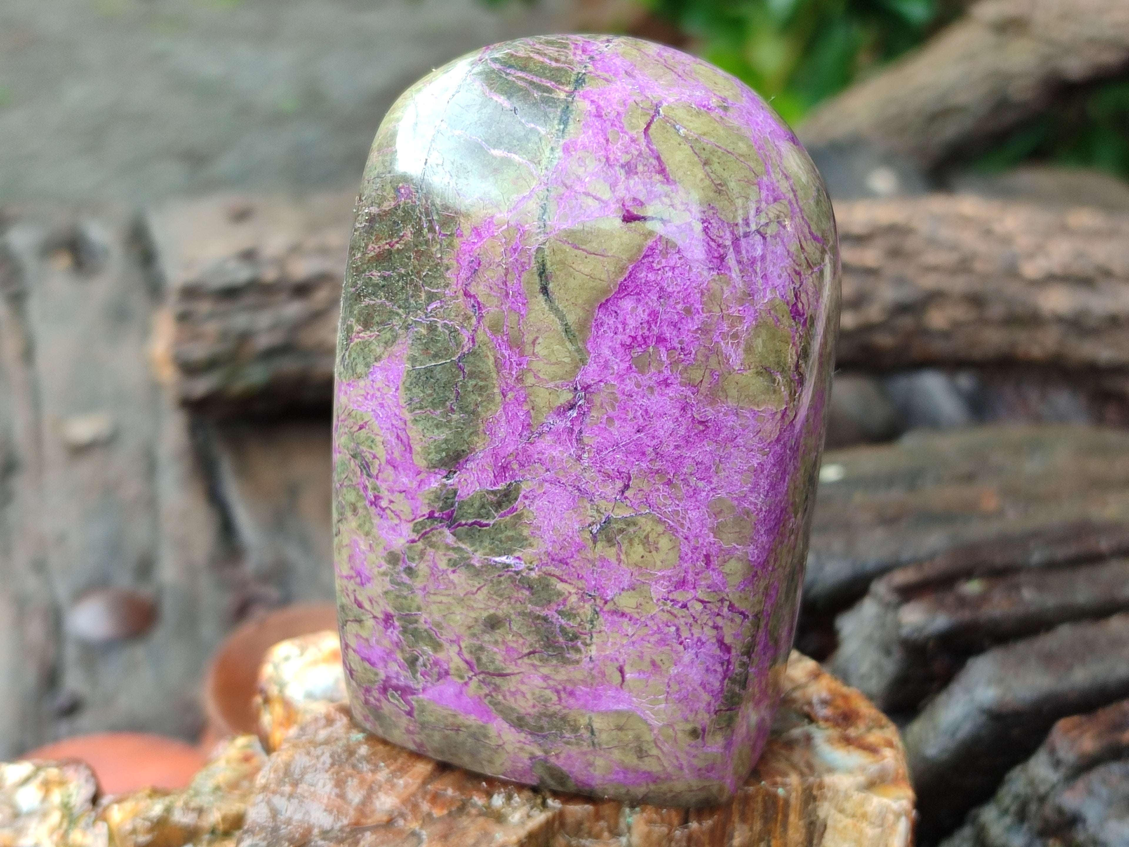 Polished Stichtite Standing Free Forms x 3 From Barberton, South Africa - Toprock Gemstones and Minerals 