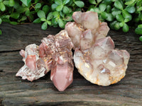 Natural Red Hematoid Quartz Clusters x 3 From Karoi, Zimbabwe