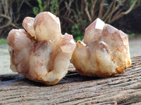 Natural Red Hematoid Quartz Clusters x 3 From Karoi, Zimbabwe