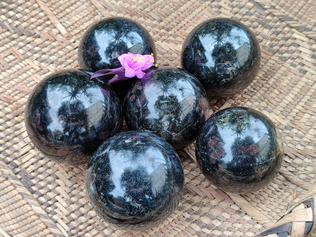 Polished Iolite Spheres x 6 From Ambatofinandrahana, Madagascar - Toprock Gemstones and Minerals 