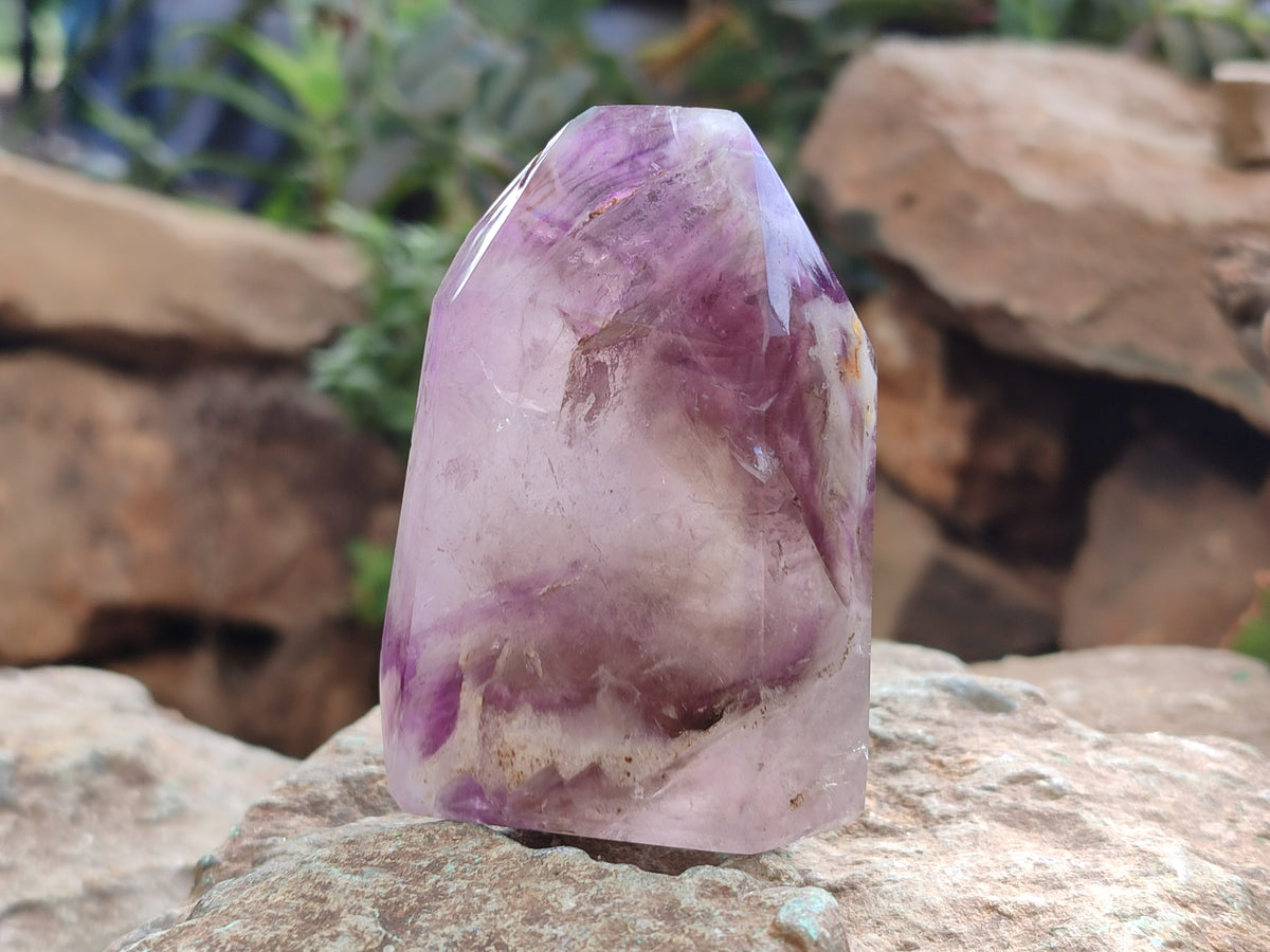 Polished Window Amethyst Quartz Crystals x 6 From Akansobe, Madagascar - Toprock Gemstones and Minerals 