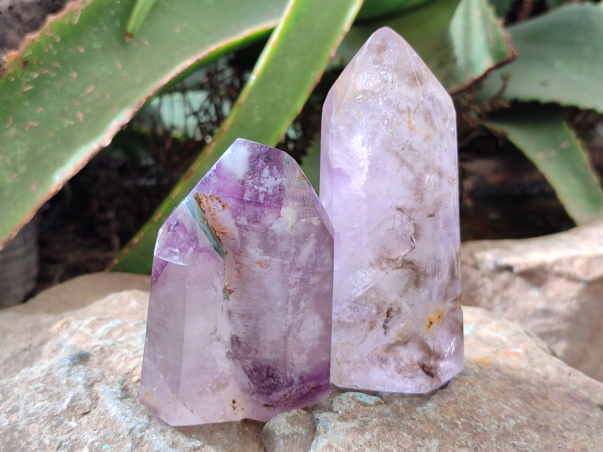 Polished Window Amethyst Quartz Crystals x 6 From Akansobe, Madagascar - Toprock Gemstones and Minerals 