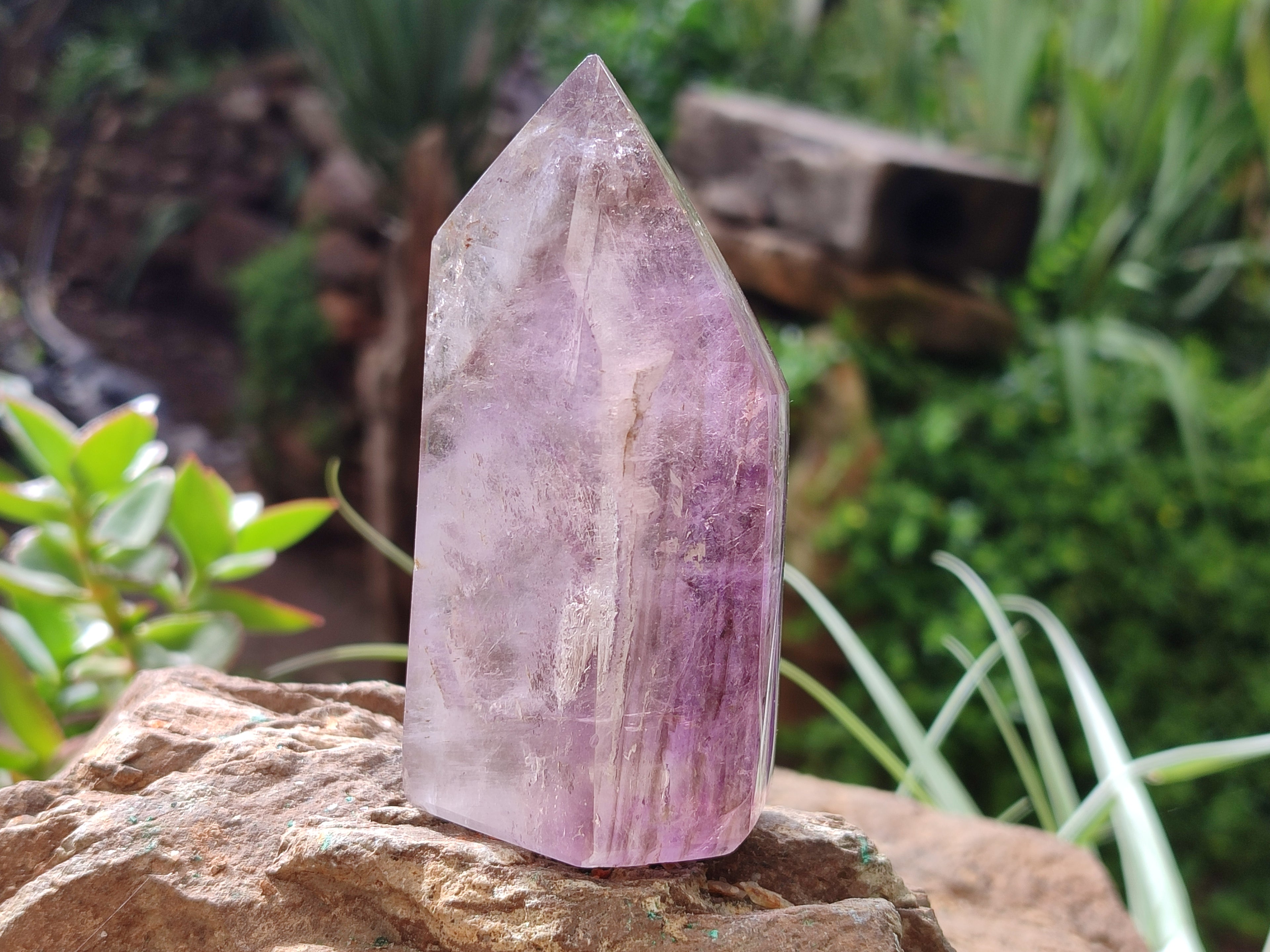 Polished Window Amethyst Quartz Crystals x 6 From Akansobe, Madagascar - Toprock Gemstones and Minerals 