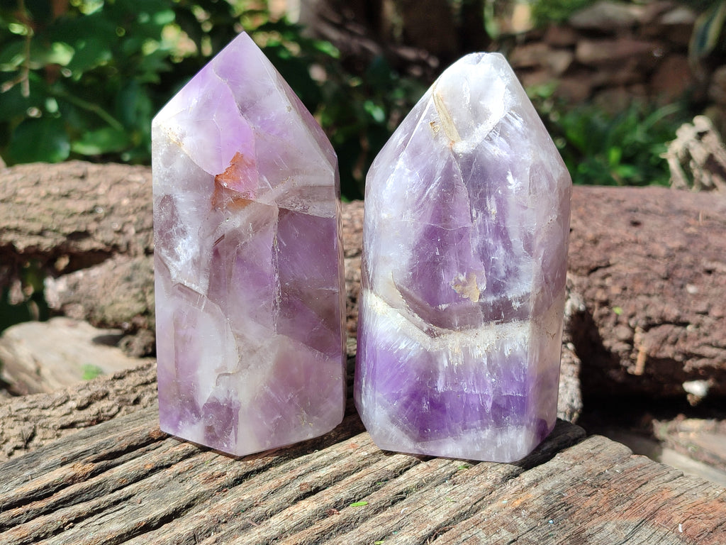 Polished Chevron Amethyst Points x 3 From Madagascar - Toprock Gemstones and Minerals 