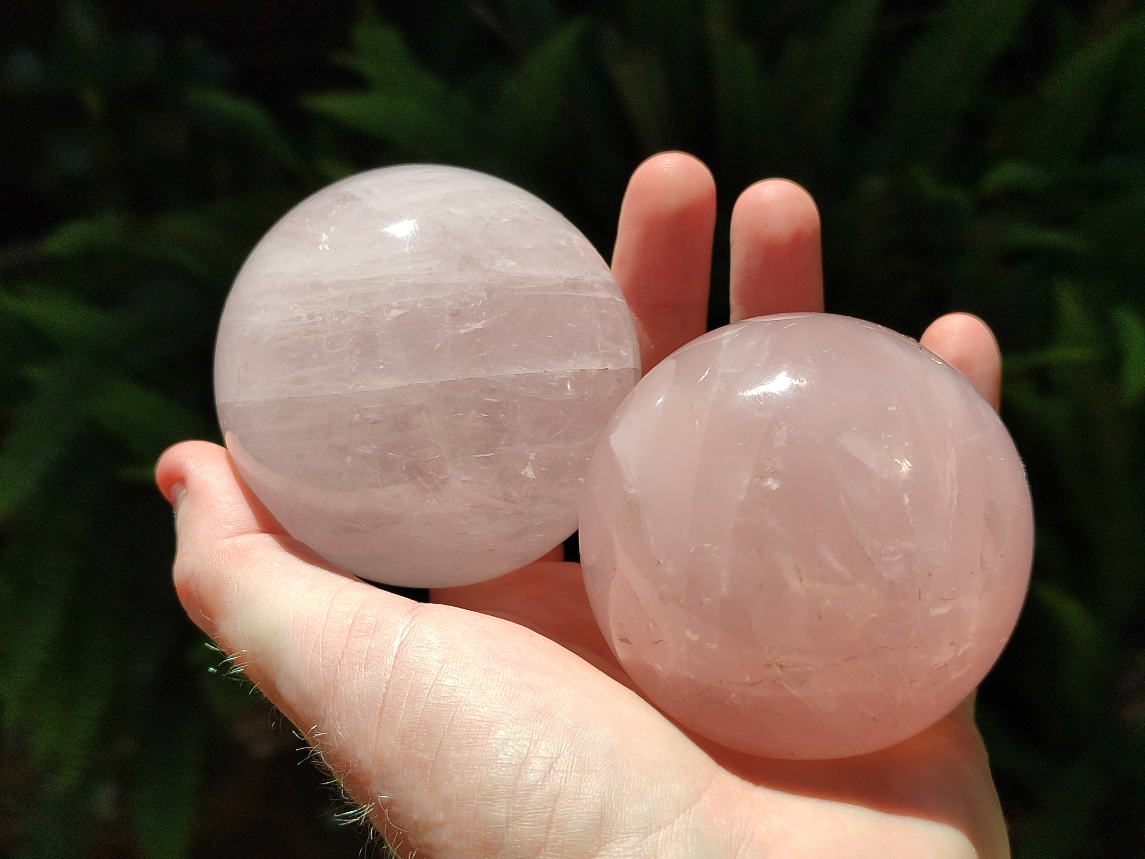 Polished Rose Quartz Spheres x 3 From Ambatondrazaka, Madagascar - Toprock Gemstones and Minerals 