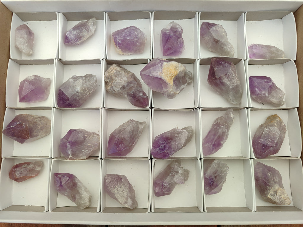 Natural Jacaranda Amethyst Single Quartz Crystals x 24 from Mumbwa, Zambia - Toprock Gemstones and Minerals 