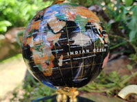 Polished Gemstone World Globe Desk Set x 1 From China - Toprock Gemstones and Minerals 