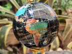Polished Gemstone World Globe Desk Set x 1 From China - Toprock Gemstones and Minerals 