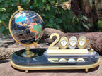 Polished Gemstone World Globe Desk Set x 1 From China - Toprock Gemstones and Minerals 