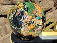 Polished Gemstone World Globe Desk Set x 1 From China - Toprock Gemstones and Minerals 