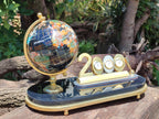 Polished Gemstone World Globe Desk Set x 1 From China - Toprock Gemstones and Minerals 