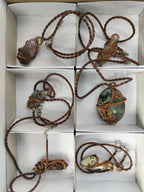 Hand Made Copper Wire Wrapped Pendants x 6 From Southern Africa - Toprock Gemstones and Minerals 