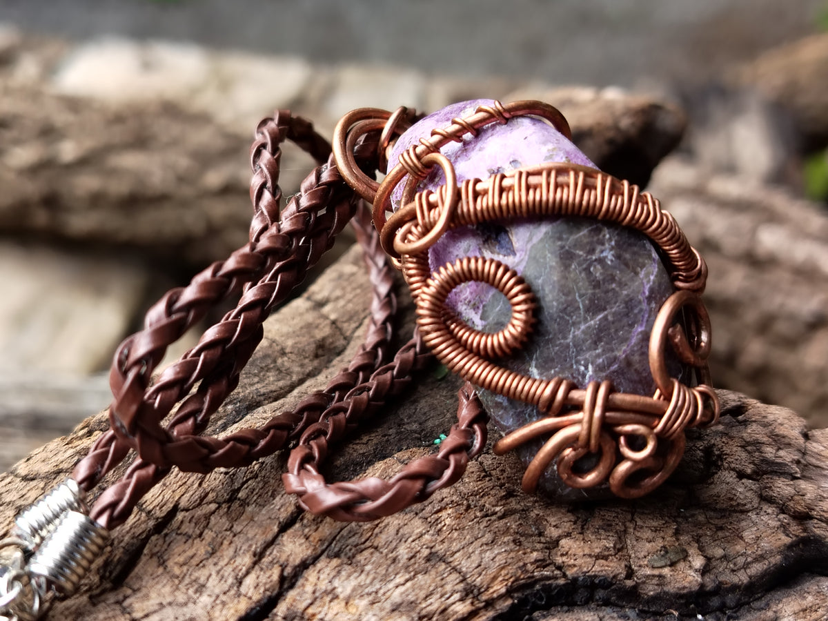 Hand Made Copper Wire Wrapped Pendants x 6 From Southern Africa - Toprock Gemstones and Minerals 