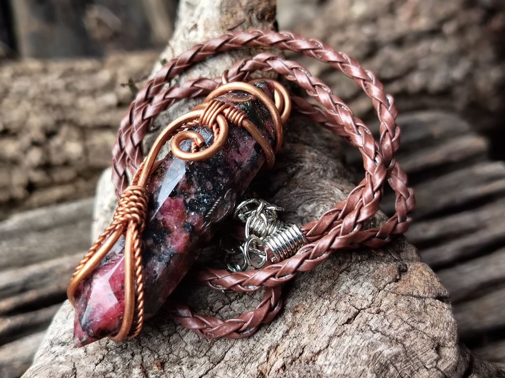 Hand Made Copper Wire Wrapped Pendants x 6 From Southern Africa - Toprock Gemstones and Minerals 