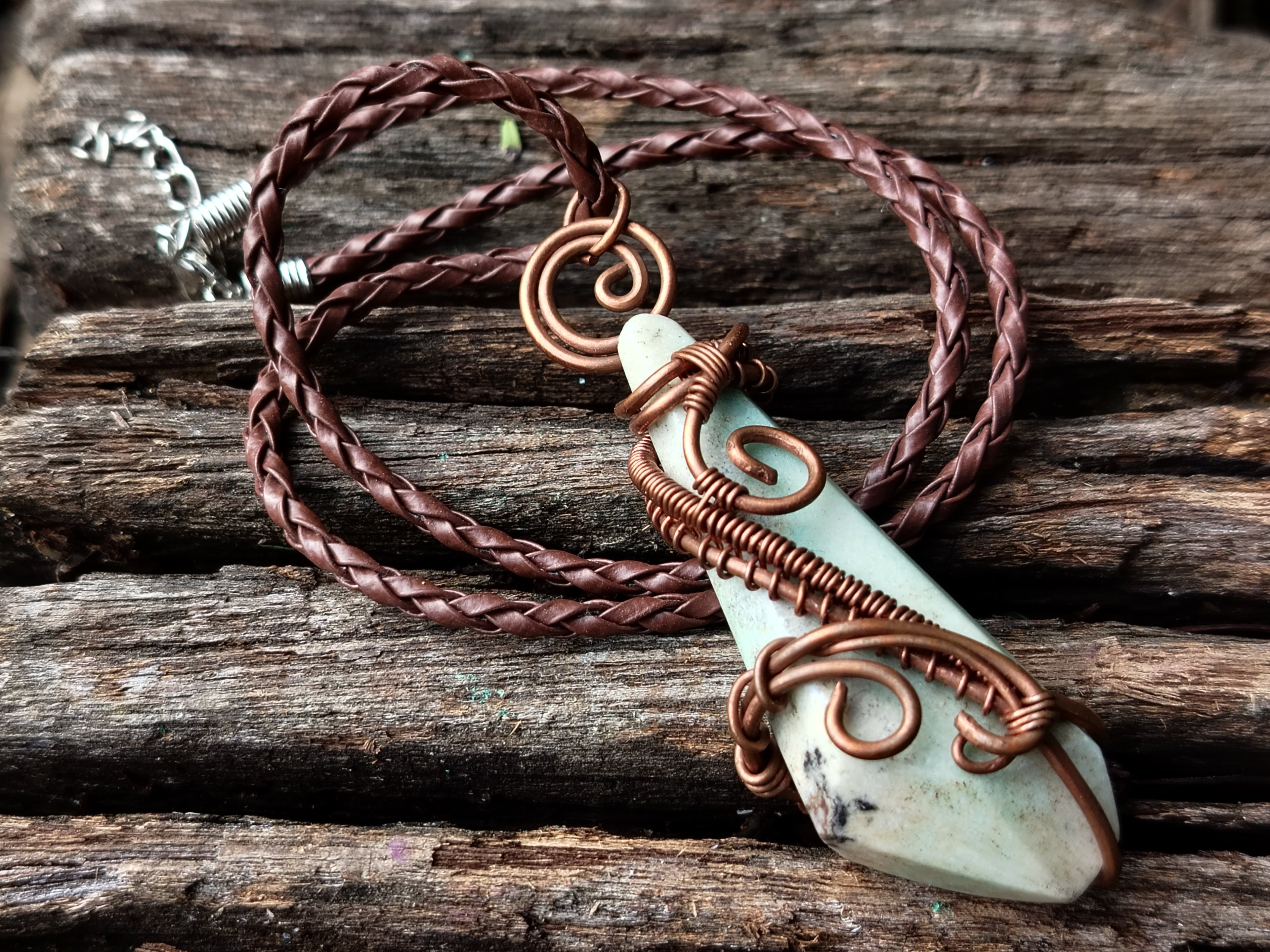 Hand Made Copper Wire Wrapped Pendants x 6 From Southern Africa - Toprock Gemstones and Minerals 