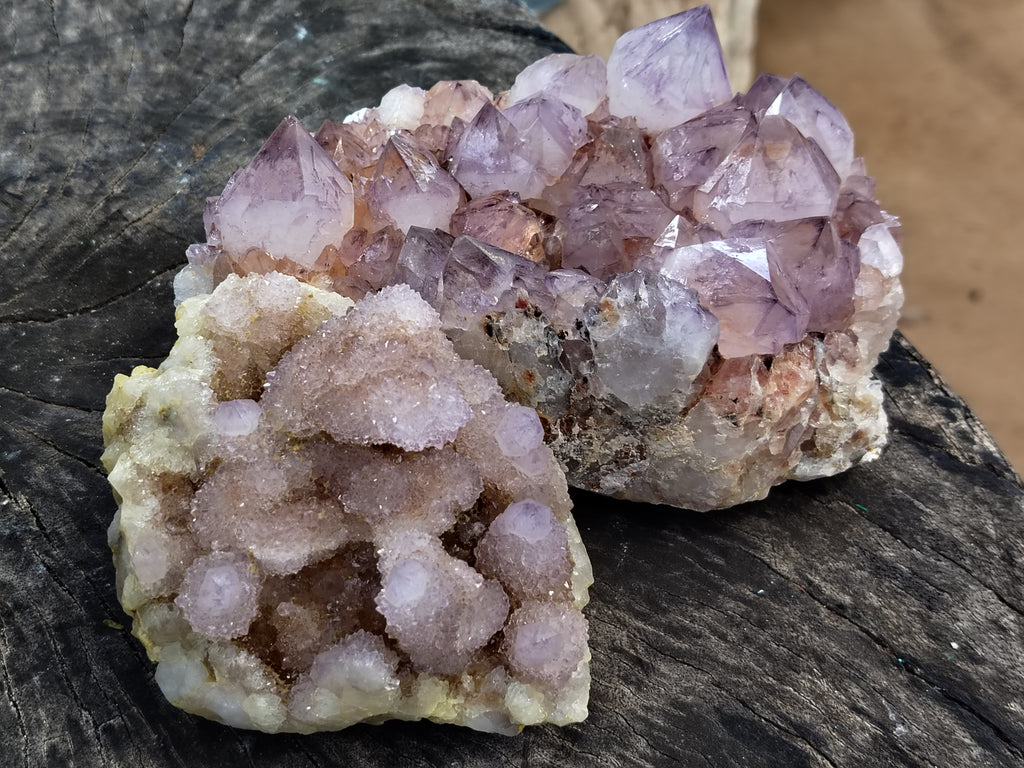 Natural Amethyst Spirit Quartz Clusters x 2 From Boekenhouthoek, South Africa - Toprock Gemstones and Minerals 