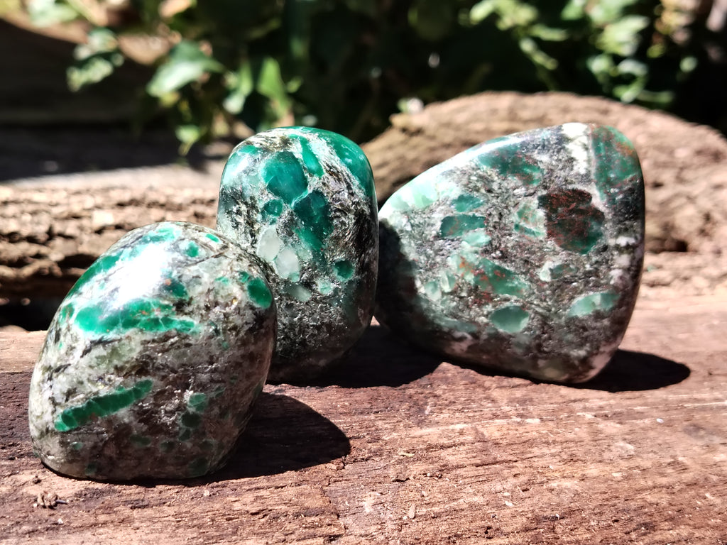 Polished Emerald Mica In Matrix Standing Free Forms x 6 From Mutoko, Zimbabwe - Toprock Gemstones and Minerals 