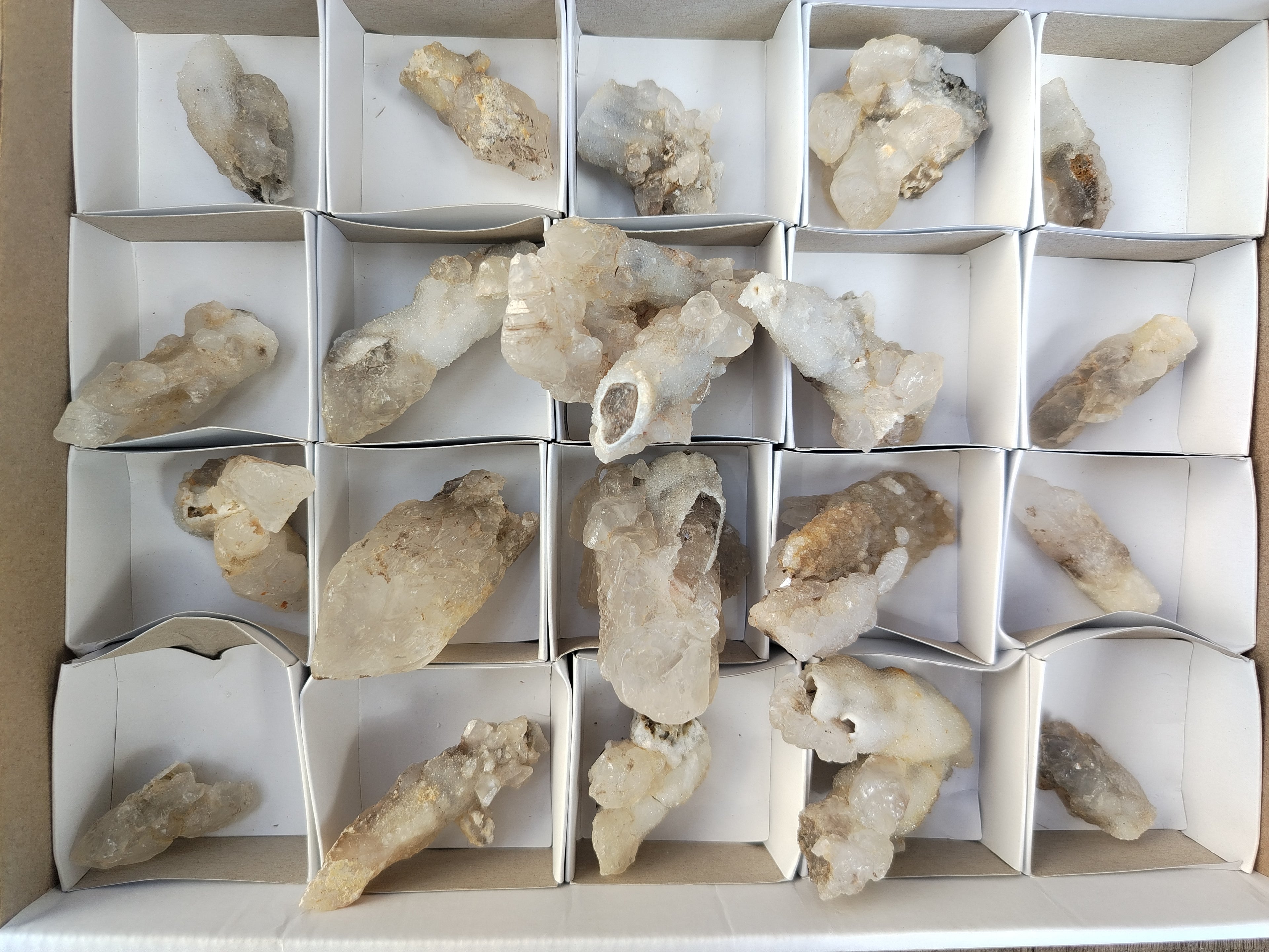 Natural Drusy Quartz Coated Calcite Pseudomorph Specimens x 20 From Lesotho - Toprock Gemstones and Minerals 