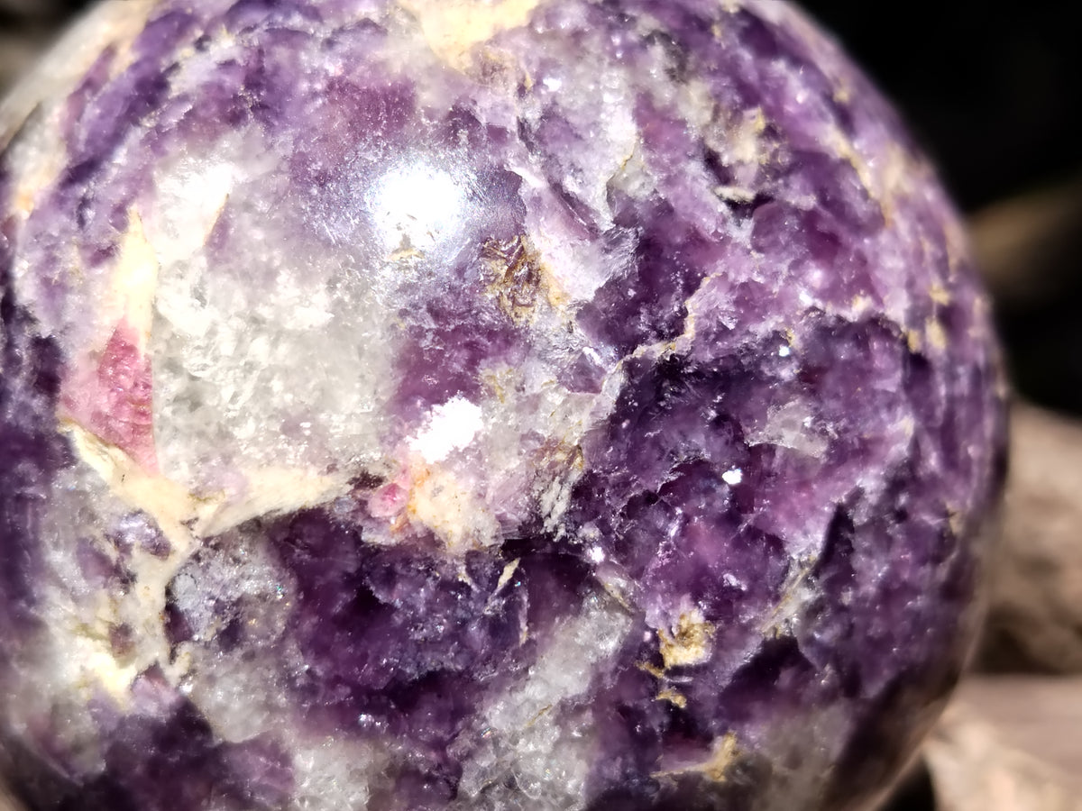 Polished Lepidolite with Pink Rubellite Spheres x 2 From Madagascar - Toprock Gemstones and Minerals 