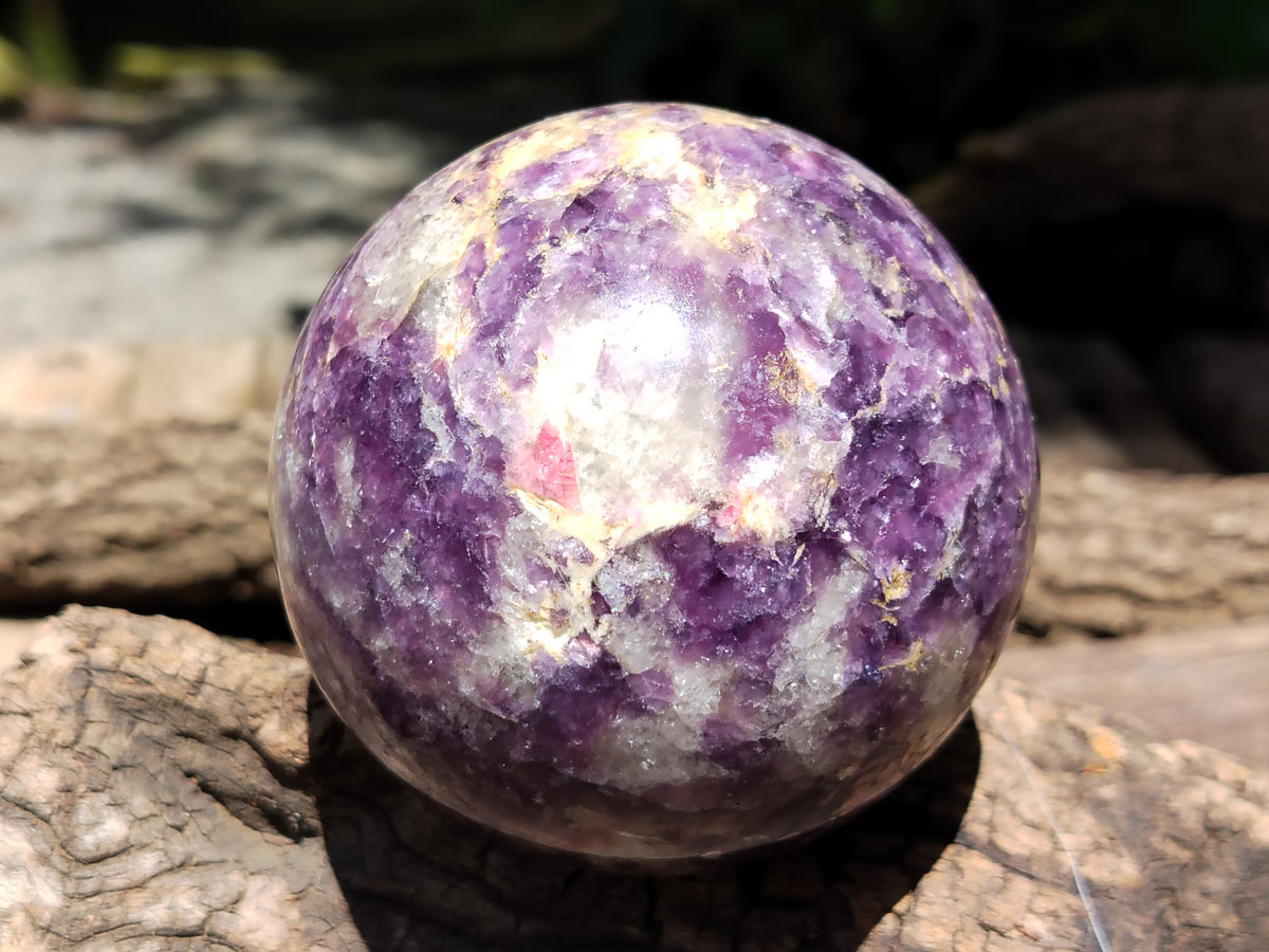 Polished Lepidolite with Pink Rubellite Spheres x 2 From Madagascar - Toprock Gemstones and Minerals 