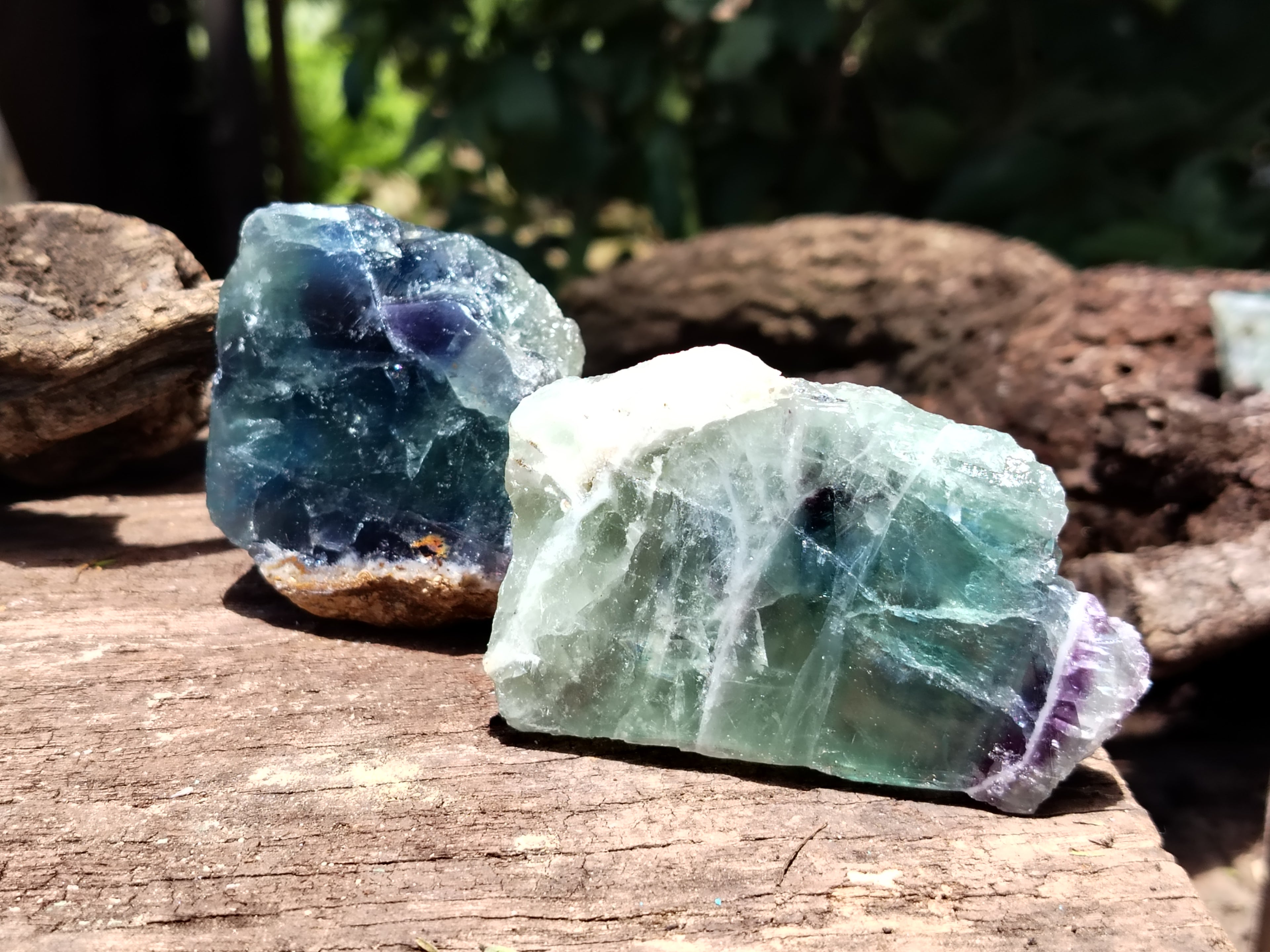 Polished On One Side Watermelon Fluorite x 10 From Uis, Namibia - Toprock Gemstones and Minerals 