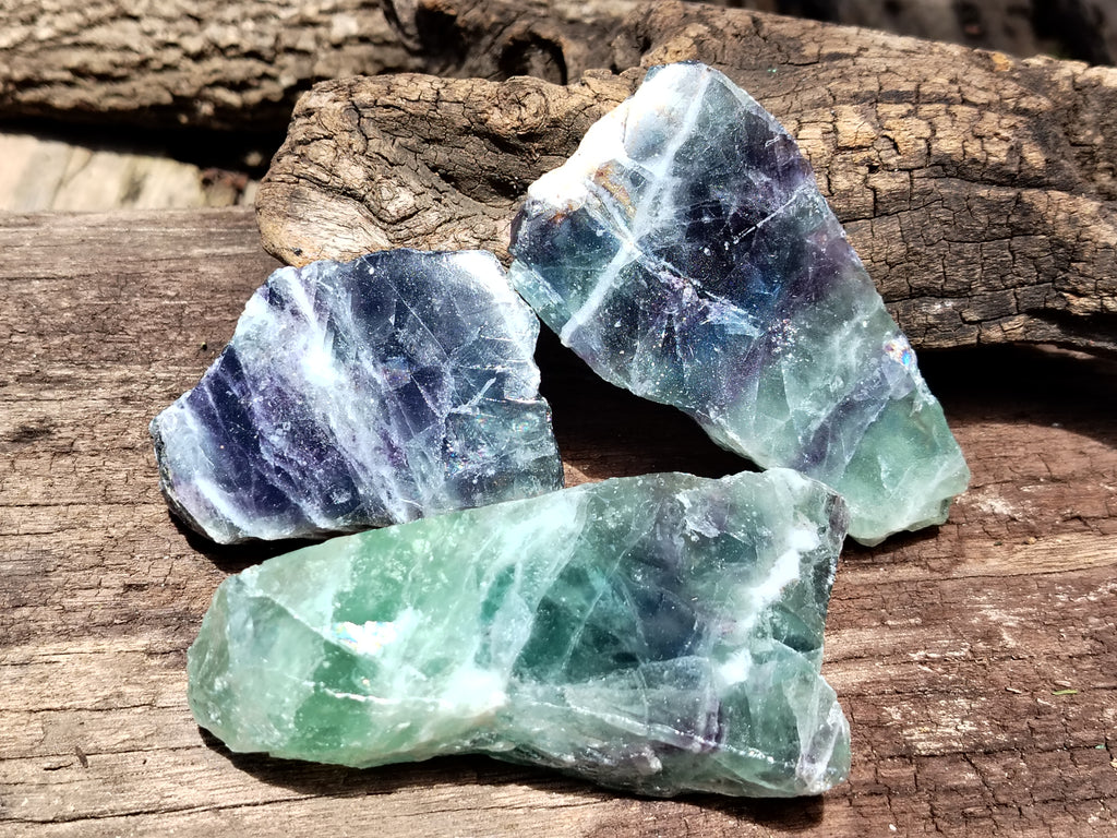 Polished On One Side Watermelon Fluorite x 10 From Uis, Namibia - Toprock Gemstones and Minerals 