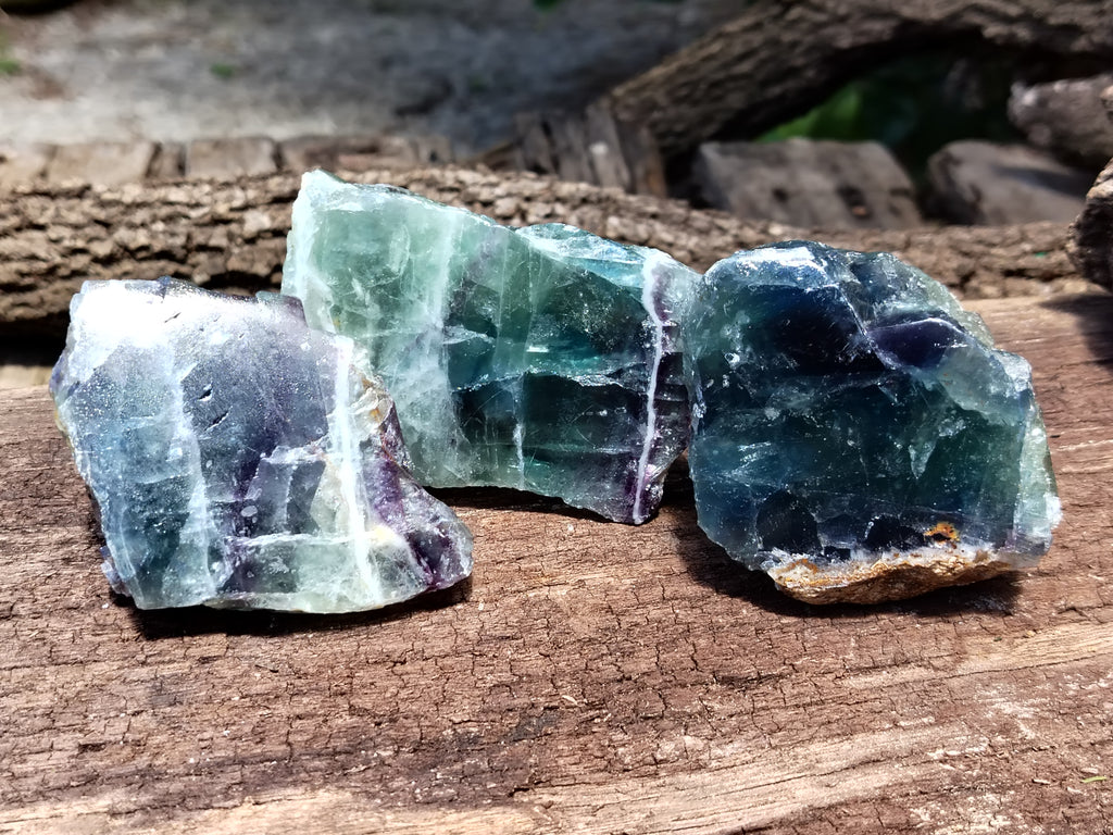 Polished On One Side Watermelon Fluorite x 10 From Uis, Namibia - Toprock Gemstones and Minerals 