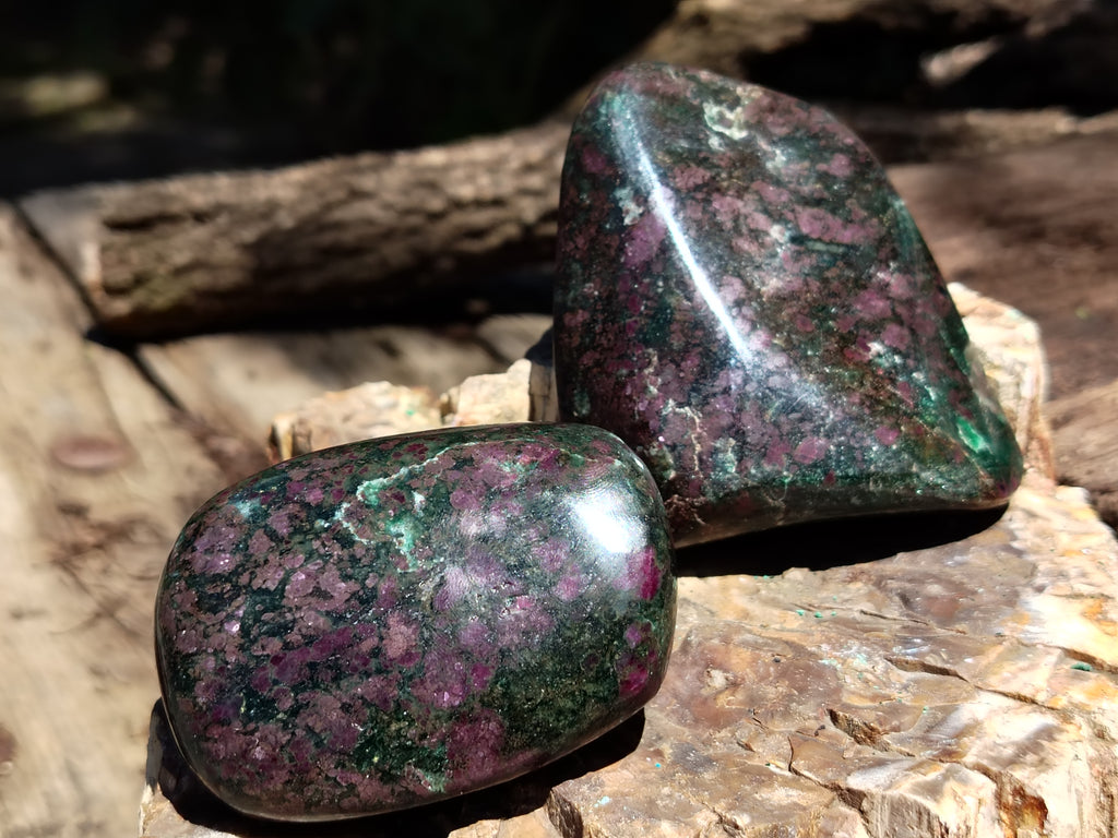Polished Ruby Corundum In Chrome Verdite Free Forms x 4 From Zimbabwe - Toprock Gemstones and Minerals 