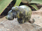 Hand Made Stone Hippo Carvings x 2 From Zimbabwe - Toprock Gemstones and Minerals 