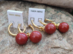 Hand Made Pair of Red Jasper Hoop Earrings - sold per item - From South Africa - Toprock Gemstones and Minerals 