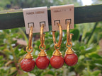 Hand Made Pair of Red Jasper Hoop Earrings - sold per item - From South Africa - Toprock Gemstones and Minerals 