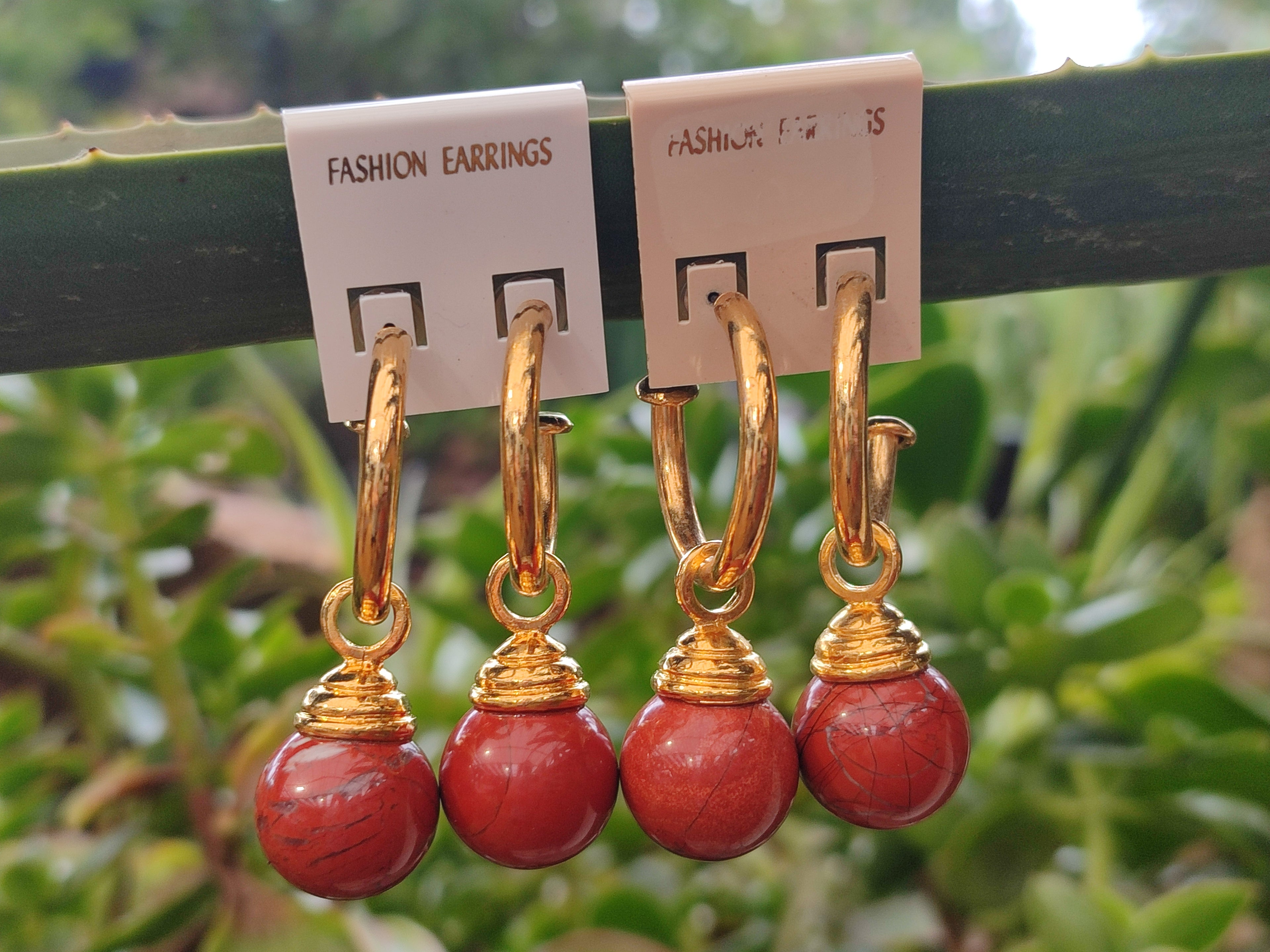 Hand Made Pair of Red Jasper Hoop Earrings - sold per item - From South Africa - Toprock Gemstones and Minerals 