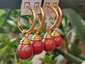 Hand Made Pair of Red Jasper Hoop Earrings - sold per item - From South Africa - Toprock Gemstones and Minerals 