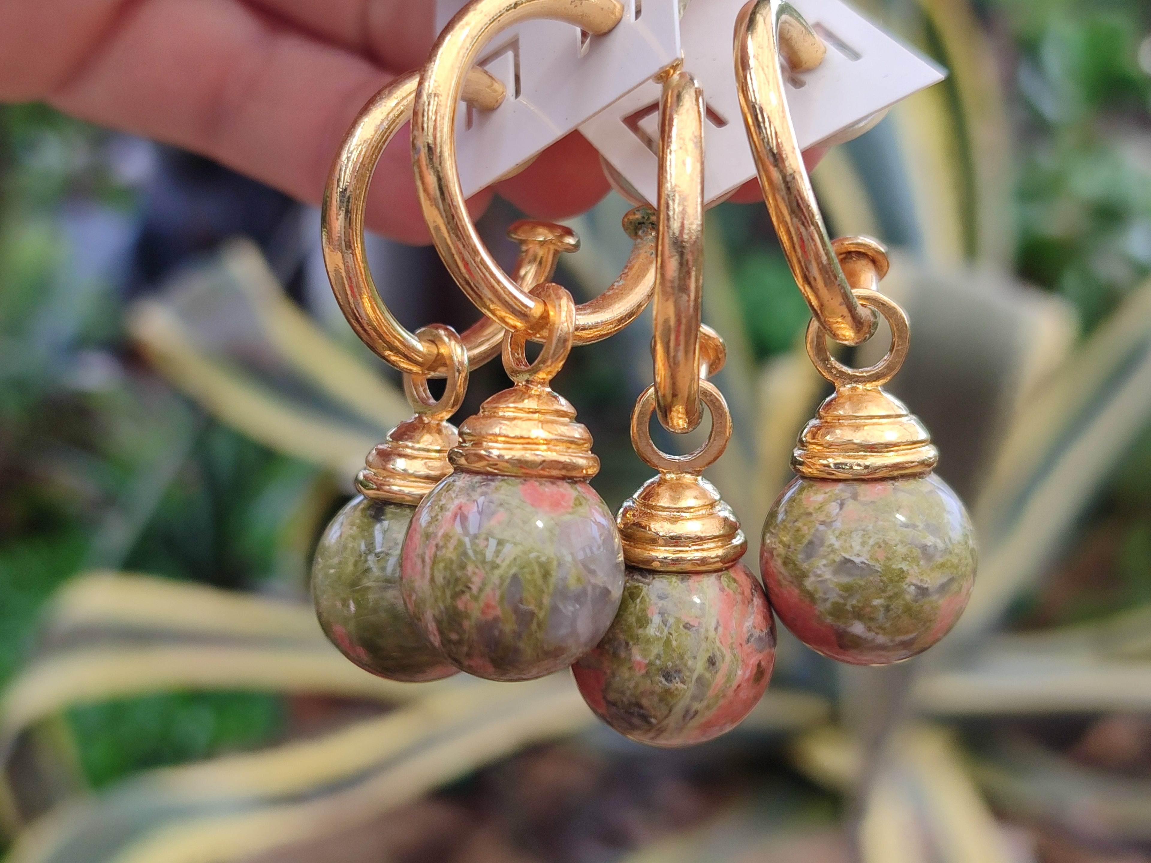 Hand Made Pair Of Unakite Hoop Earrings - sold per item - From South Africa - Toprock Gemstones and Minerals 