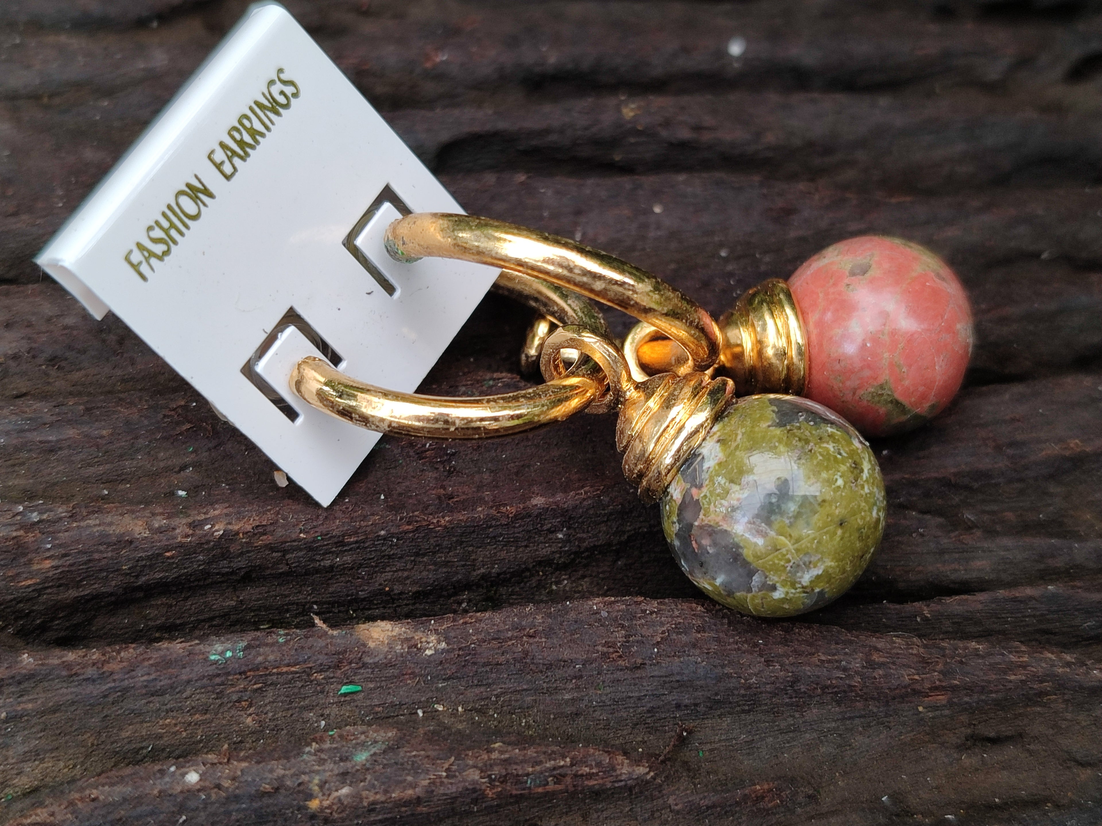 Hand Made Pair Of Unakite Hoop Earrings - sold per item - From South Africa - Toprock Gemstones and Minerals 