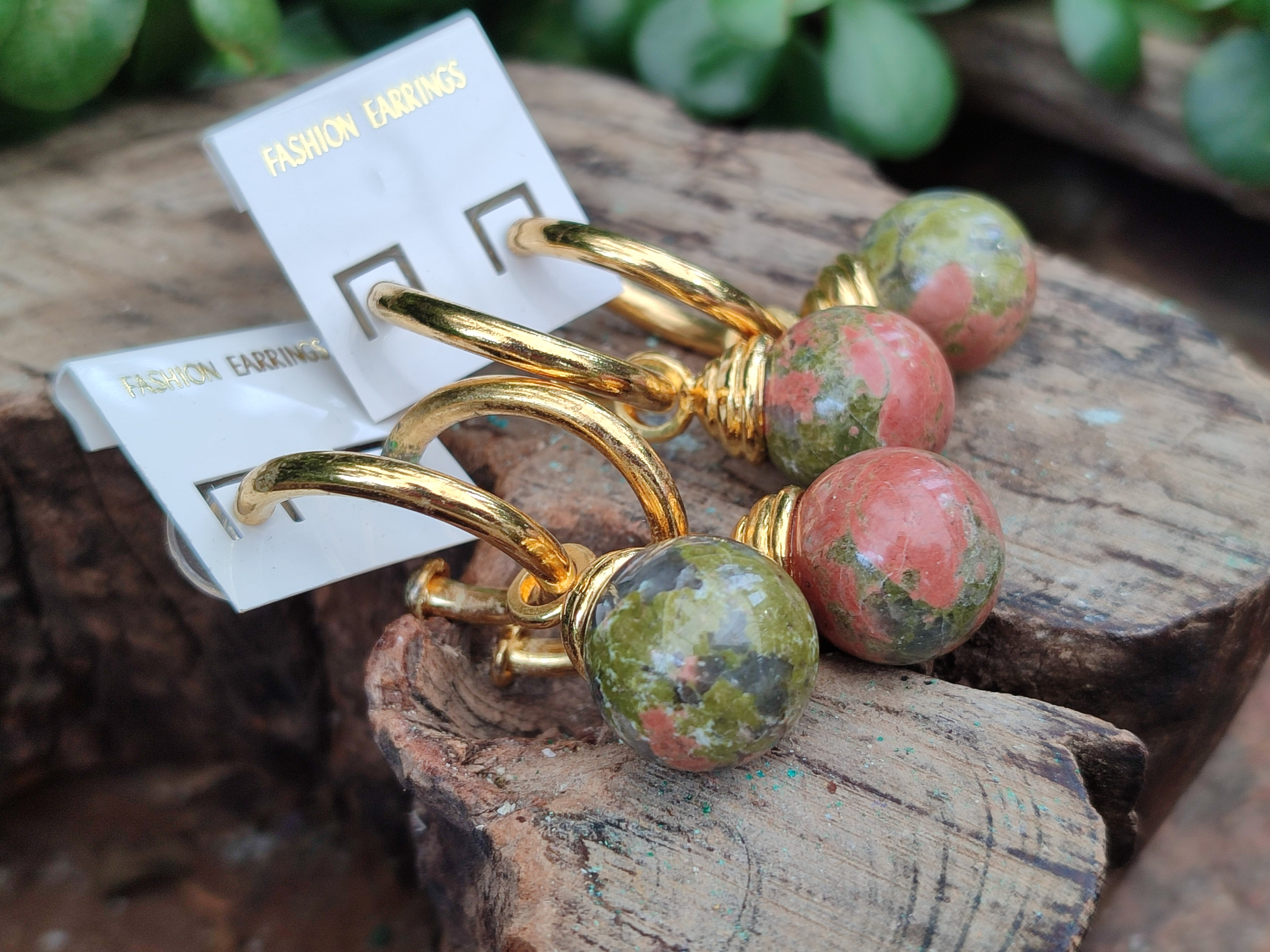 Hand Made Pair Of Unakite Hoop Earrings - sold per item - From South Africa - Toprock Gemstones and Minerals 