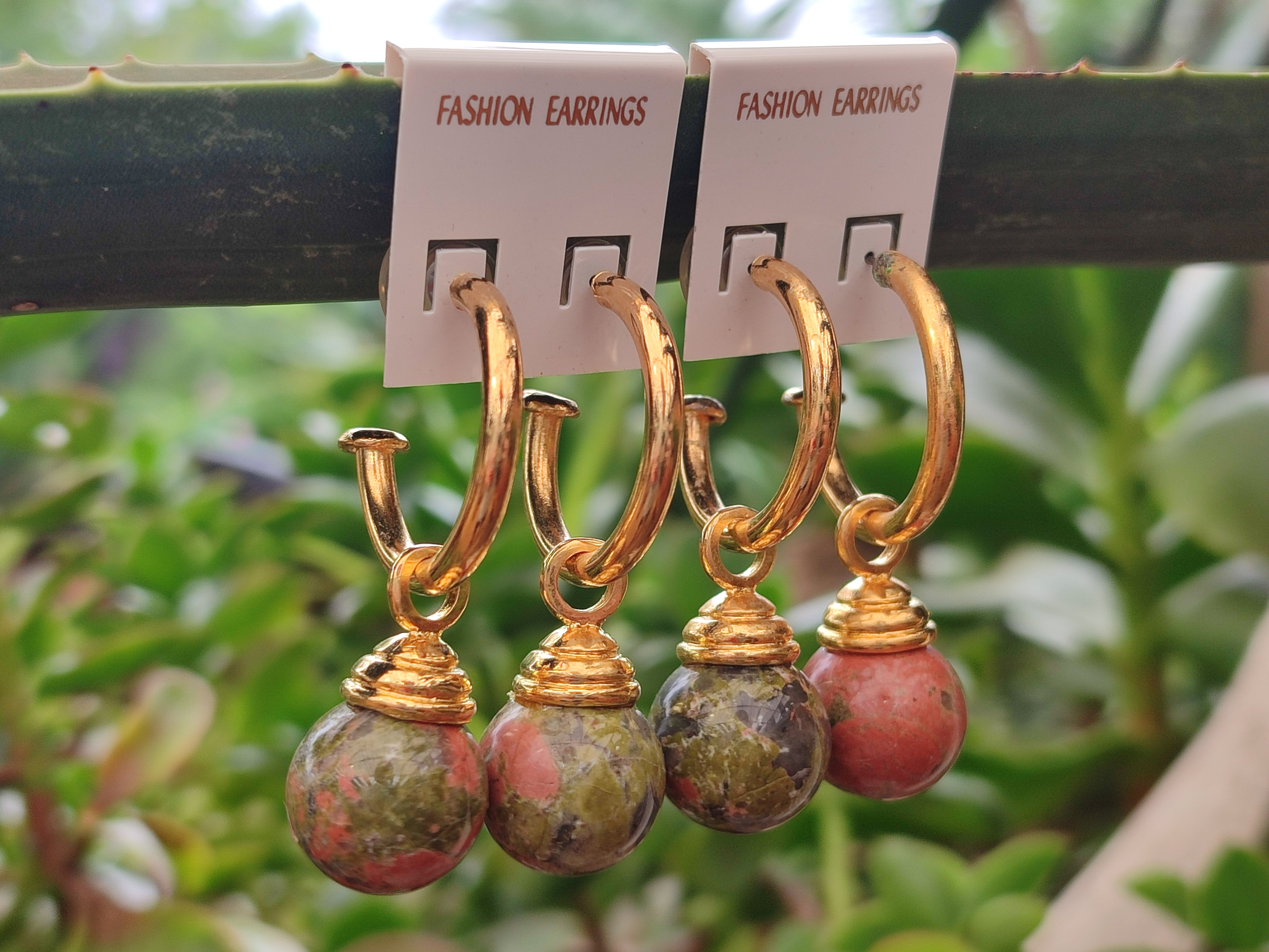 Hand Made Pair Of Unakite Hoop Earrings - sold per item - From South Africa - Toprock Gemstones and Minerals 