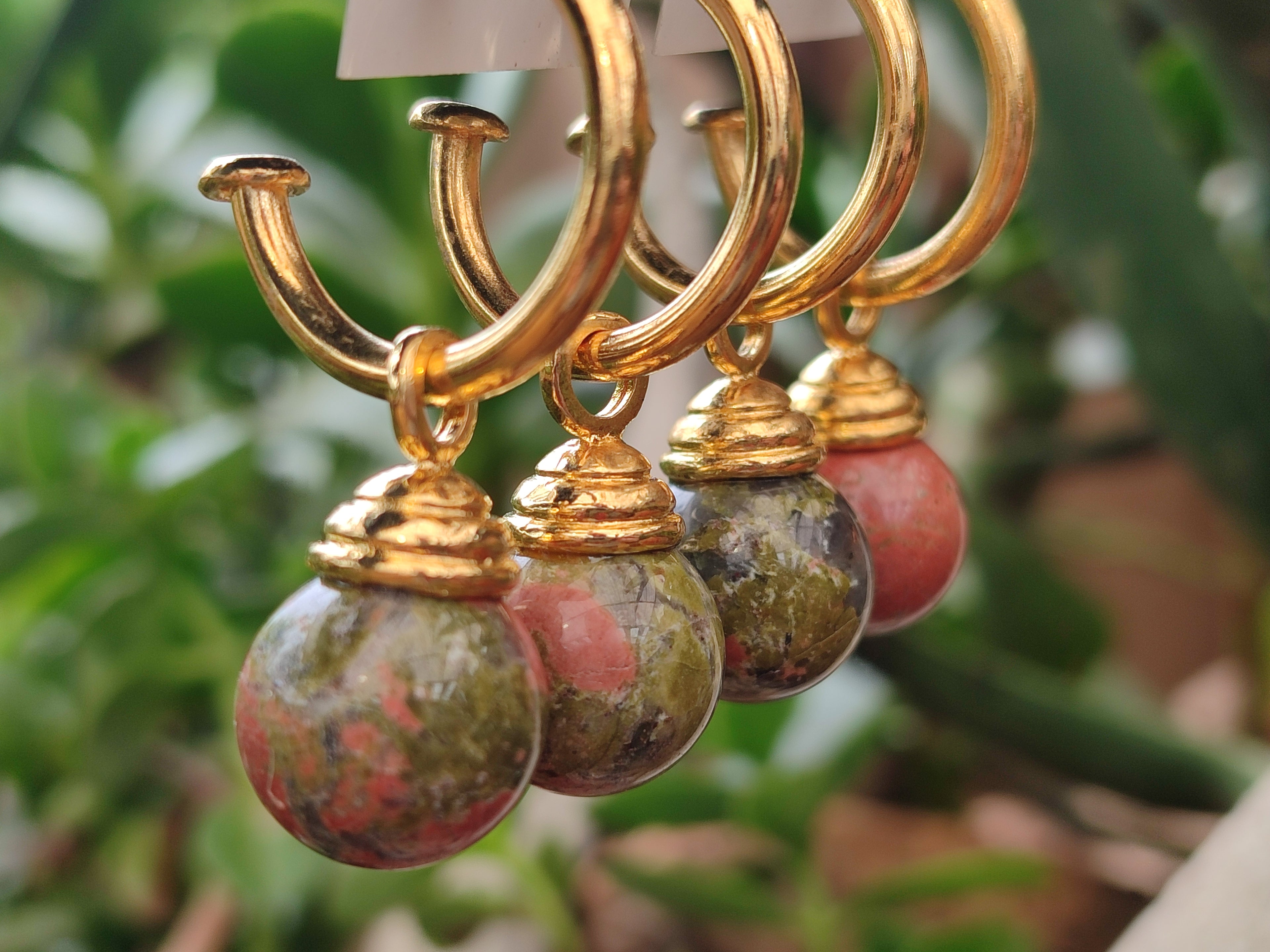 Hand Made Pair Of Unakite Hoop Earrings - sold per item - From South Africa - Toprock Gemstones and Minerals 