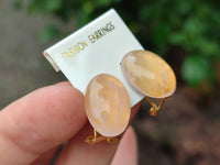 Hand Made Pair Of Pink Moonstone Cabochon Earrings - Sold Per Item - From Madagascar