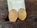 Hand Made Pair Of Pink Moonstone Cabochon Earrings - Sold Per Item - From Madagascar - Toprock Gemstones and Minerals 