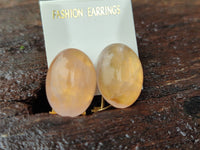 Hand Made Pair Of Pink Moonstone Cabochon Earrings - Sold Per Item - From Madagascar