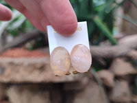 Hand Made Pair Of Pink Moonstone Cabochon Earrings - Sold Per Item - From Madagascar