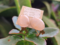 Hand Made Pair Of Pink Moonstone Cabochon Earrings - Sold Per Item - From Madagascar