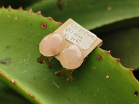Hand Made Pair Of Pink Moonstone Cabochon Earrings - Sold Per Item - From Madagascar