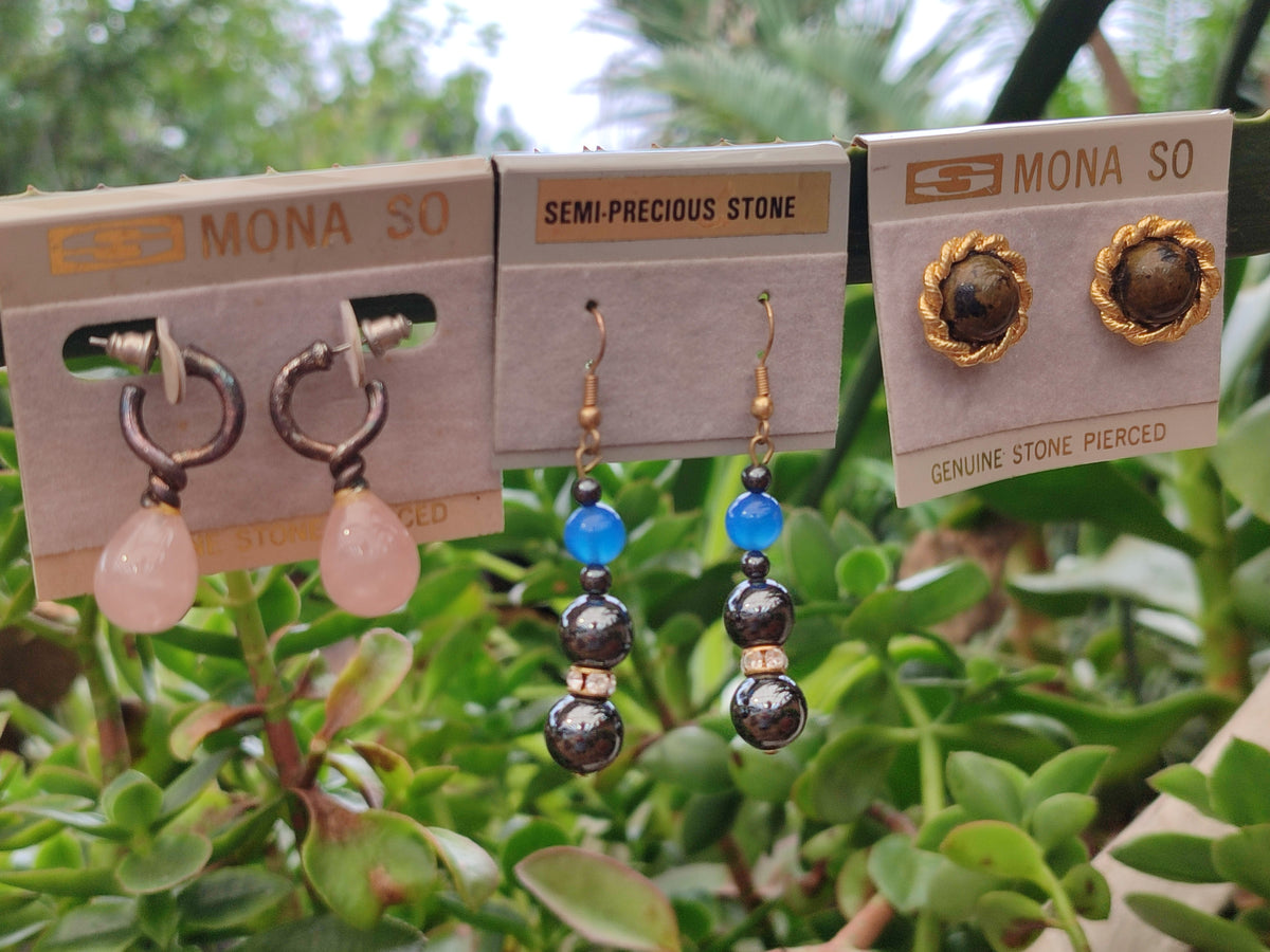 Hand Made Mixed Stone Earrings x 12 From Southern Africa - Toprock Gemstones and Minerals 