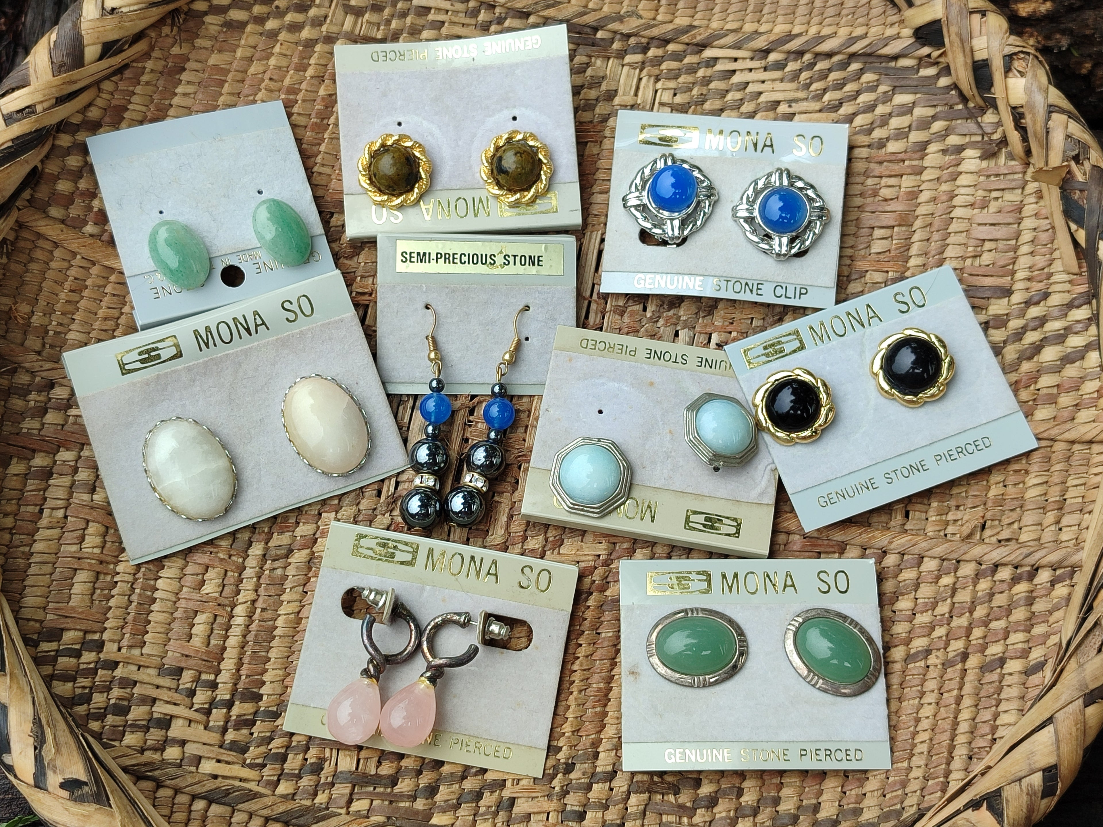 Hand Made Mixed Stone Earrings x 12 From Southern Africa - Toprock Gemstones and Minerals 
