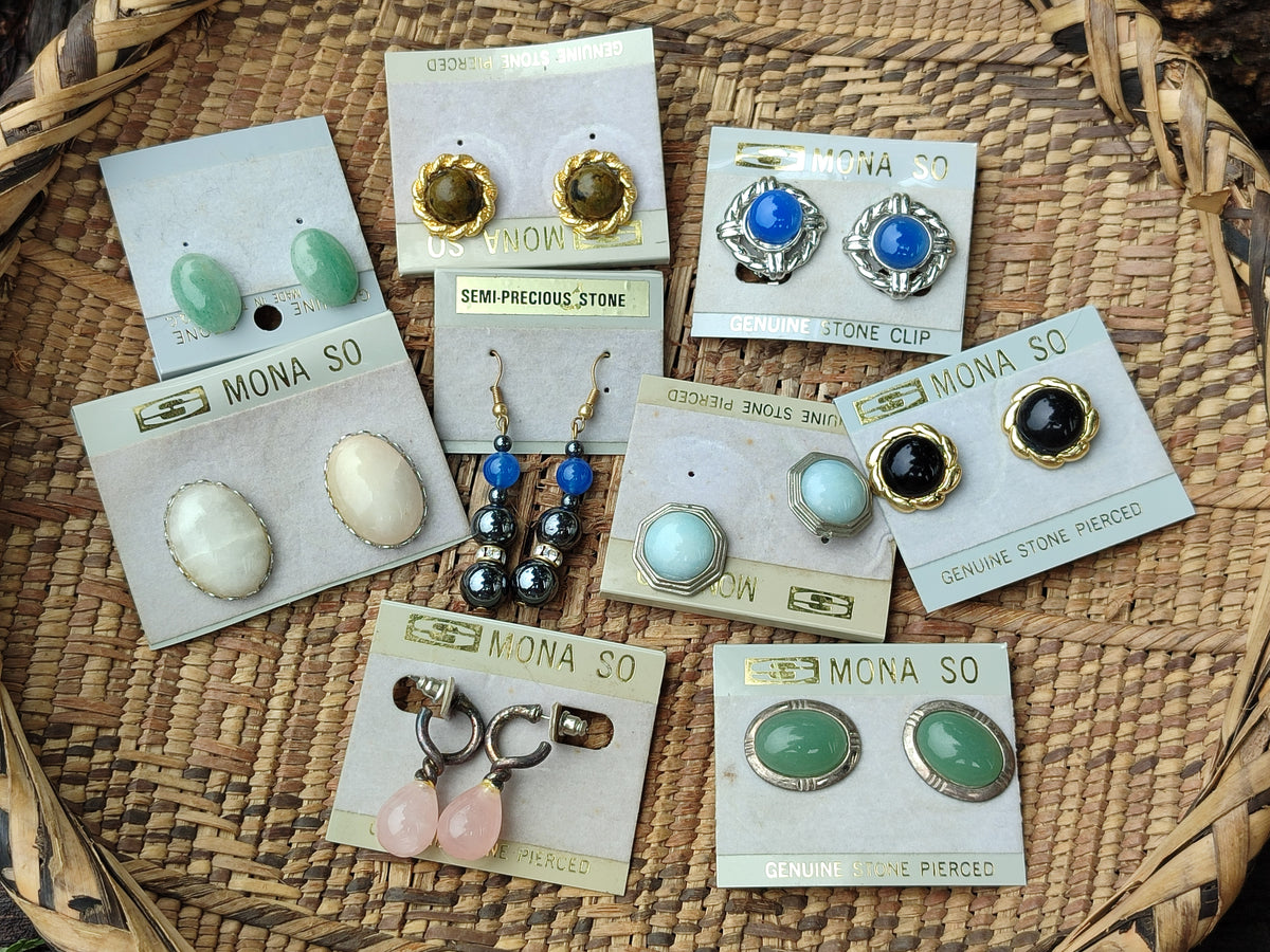 Hand Made Mixed Stone Earrings x 12 From Southern Africa - Toprock Gemstones and Minerals 