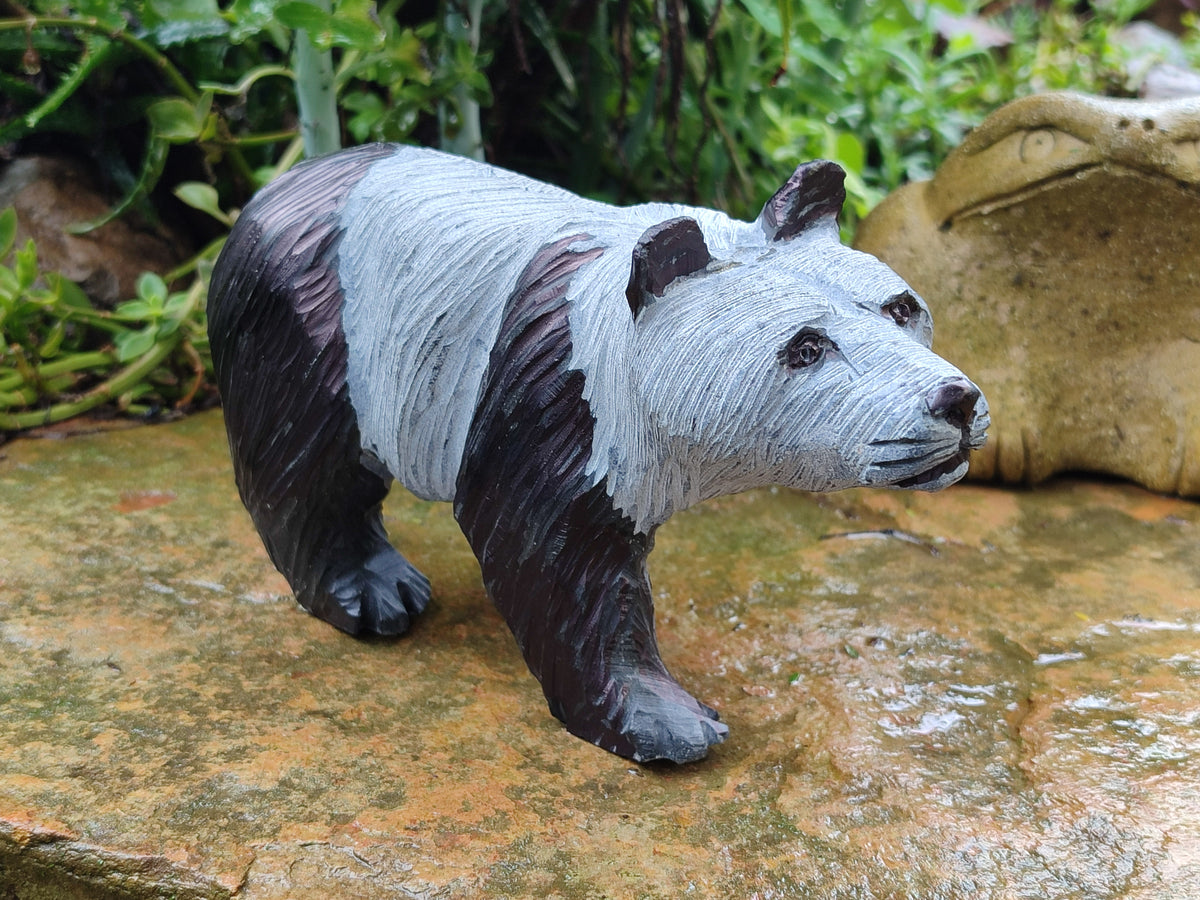 Hand Made Soapstone Panda Carving x 1 From Zimbabwe - Toprock Gemstones and Minerals 